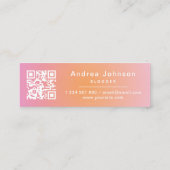 ピンクオレンジ色グラデーショ後を追ンソーシャルメディアQRコード スキニー名刺 (裏面)