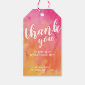 ピンクオレンジ色結婚のラベル ギフトタグ (正面)