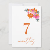 ピンクオレンジ7ヶ月ベビー月次マイルストーンカード 招待状 (正面)