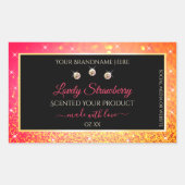 ピンクオレンジ グリッター ブラック プロダクトラベル ジュエル 長方形シール (正面)