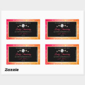 ピンクオレンジ グリッター ブラック 商品ラベル ロゴ付き 長方形シール (シート)