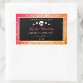 ピンクオレンジ グリッター ブラック 商品ラベル ロゴ付き 長方形シール (バッグ)