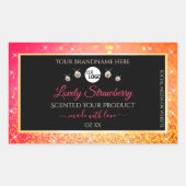 ピンクオレンジ グリッター ブラック 商品ラベル ロゴ付き 長方形シール (正面)