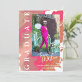 ピンクオレンジ マーブル 卒業発表 カード (スタンド正面)