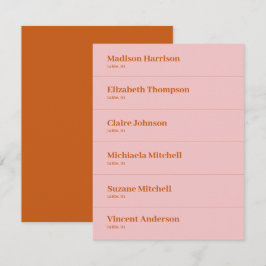 ピンクオレンジ レトロ70年代 ウェディングプレイスカード DIY 招待状