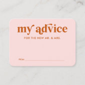 ピンクオレンジ レトロ グルーヴィー ディスコ ウェディング アドバイス カード (正面)