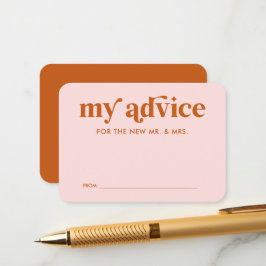 ピンクオレンジ レトロ グルーヴィー ディスコ ウェディング アドバイス カード