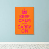 ピンクオレンジKeep Calm and Carry On キャンバスプリント (インサイチュ (ウッドフロア))