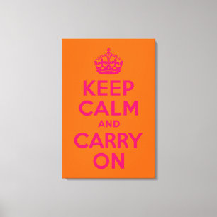 ピンクオレンジKeep Calm and Carry On キャンバスプリント