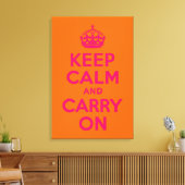 ピンクオレンジKeep Calm and Carry On キャンバスプリント (インサイチュ (リビング))