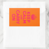 ピンクオレンジKeep Calm and Carry On 長方形シール (バッグ)