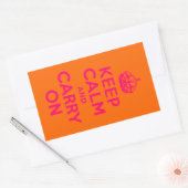 ピンクオレンジKeep Calm and Carry On 長方形シール (封筒)