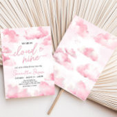 ピンクオンクラウドナイン赤ちゃんシャワー 招待状