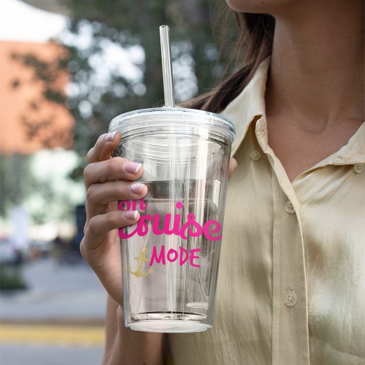 ピンクオンクルーズモードと金ゴールドいかりモノグラム アクリルタンブラー