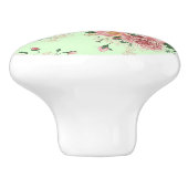 ピンクオングリーンヴィンテージフローラ セラミックノブ (側面)