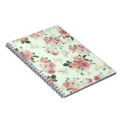 ピンクオングリーンヴィンテージフローラ ノートブック (右側)