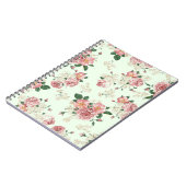 ピンクオングリーンヴィンテージフローラ ノートブック (左側)
