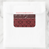 ピンクオンチョコレートダマスク結婚式のシール スクエアシール (バッグ)