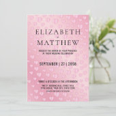 ピンクオンピンクハートスペックル招待状カードデザイン 案内状 (スタンド正面)