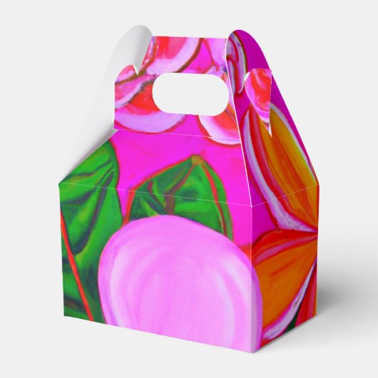 ピンクオンピンクプルメリアトロピカルアートパーティーのお願いボックス フェイバーボックス (裏面サイド)