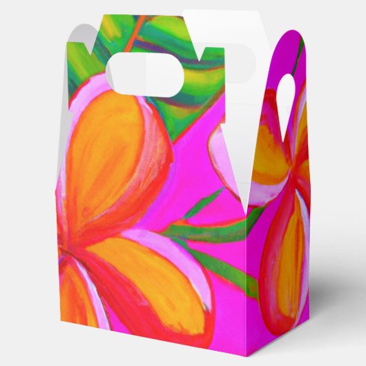 ピンクオンピンクプルメリアトロピカルアートパーティーのお願いボックス フェイバーボックス (オープン)