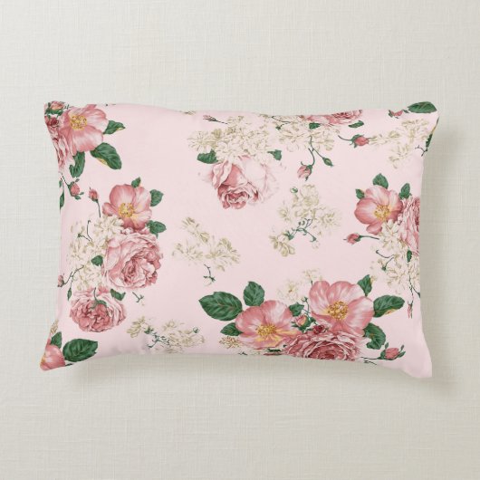 ピンクオンピンクヴィンテージフローラ アクセントクッション (裏面)