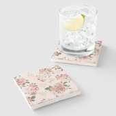 ピンクオンピンクヴィンテージフローラ  ストーンコースター (横)