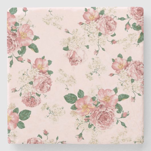 ピンクオンピンクヴィンテージフローラ  ストーンコースター (正面)