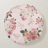 ピンクオンピンクヴィンテージフローラ ラウンドクッション (裏面)