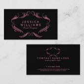 ピンクオンブラック華美フローラ枠 名刺 (正面/裏面)