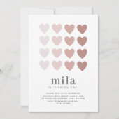 ピンクオンブルハートの誕生日招待状 招待状 (正面)