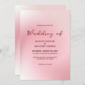 ピンクオンブル背景のウェディング 招待状 (正面/裏面)