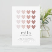 ピンクオンブレハートの誕生日招待状 招待状 (スタンド正面)