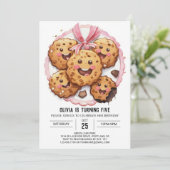 ピンクオンラインカスタムクッキー誕生日 招待状 (スタンド正面)