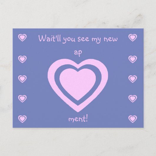 ピンクオンラベンダームービングニューアパートメントアナウンスメント 案内ポストカード (正面)