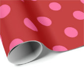 ピンクオンレッド水玉模様パターンデザイン ラッピングペーパー (ロールコーナー)