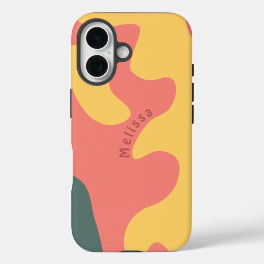 ピンクオーガニックの珊瑚の緑のパーソナライズされた名前 Case-Mate iPhoneケース (裏面)