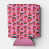 ピンクオーガニック色の背景に赤く染めた夏のイチゴ 缶クーラー (裏面)