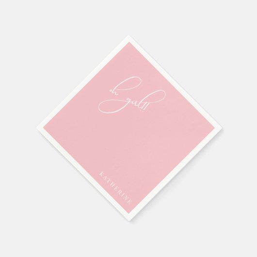 ピンクオーガールカスタム赤ちゃんシャワーナプキン スタンダードカクテルナプキン (角)