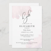 ピンクオーガールベビーシャワー 招待状 (正面/裏面)