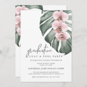 ピンクオーキッズトロピカルディスタベーションルアウ（ハワイ式宴会） – プールパーティー 招待状 (正面/裏面)