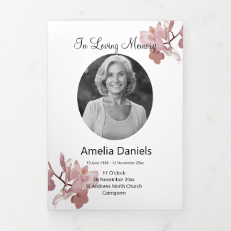 ピンクオーキッドお祝い・オブ・ライフ3倍プログラム 三つ折り案内状