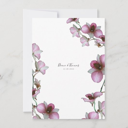 ピンクオーキッドつる植物結婚式招待状 招待状 (裏面)
