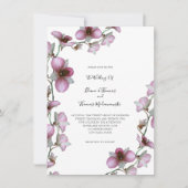 ピンクオーキッドつる植物結婚式招待状 招待状 (正面)