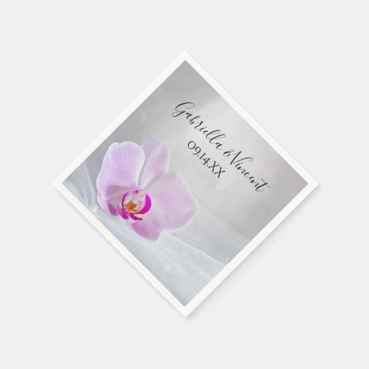 ピンクオーキッドとホワイトブライダル結婚ヴェイルズ スタンダードカクテルナプキン (角)