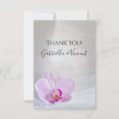 ピンクオーキッドとヴェイ結婚ルのフラットサンキューノート サンキューカード (正面)