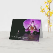 ピンクオーキッドアンドバブル悔やみや弔慰 カード (黄色い花)