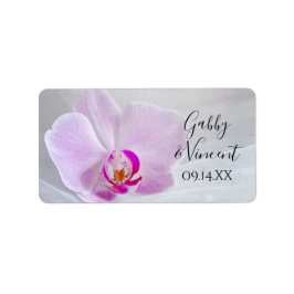 ピンクオーキッドアンドヴェール結婚式の引き出物ラベル ラベル