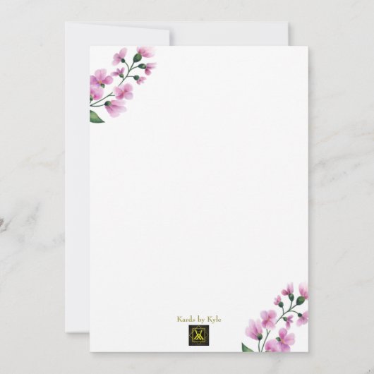 ピンクオーキッドウォーターカラースウィート16招待状 招待状 (裏面)