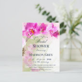 ピンクオーキッドウォーターカラースプラッシュブライダルシャワー ポストカード (スタンド正面)